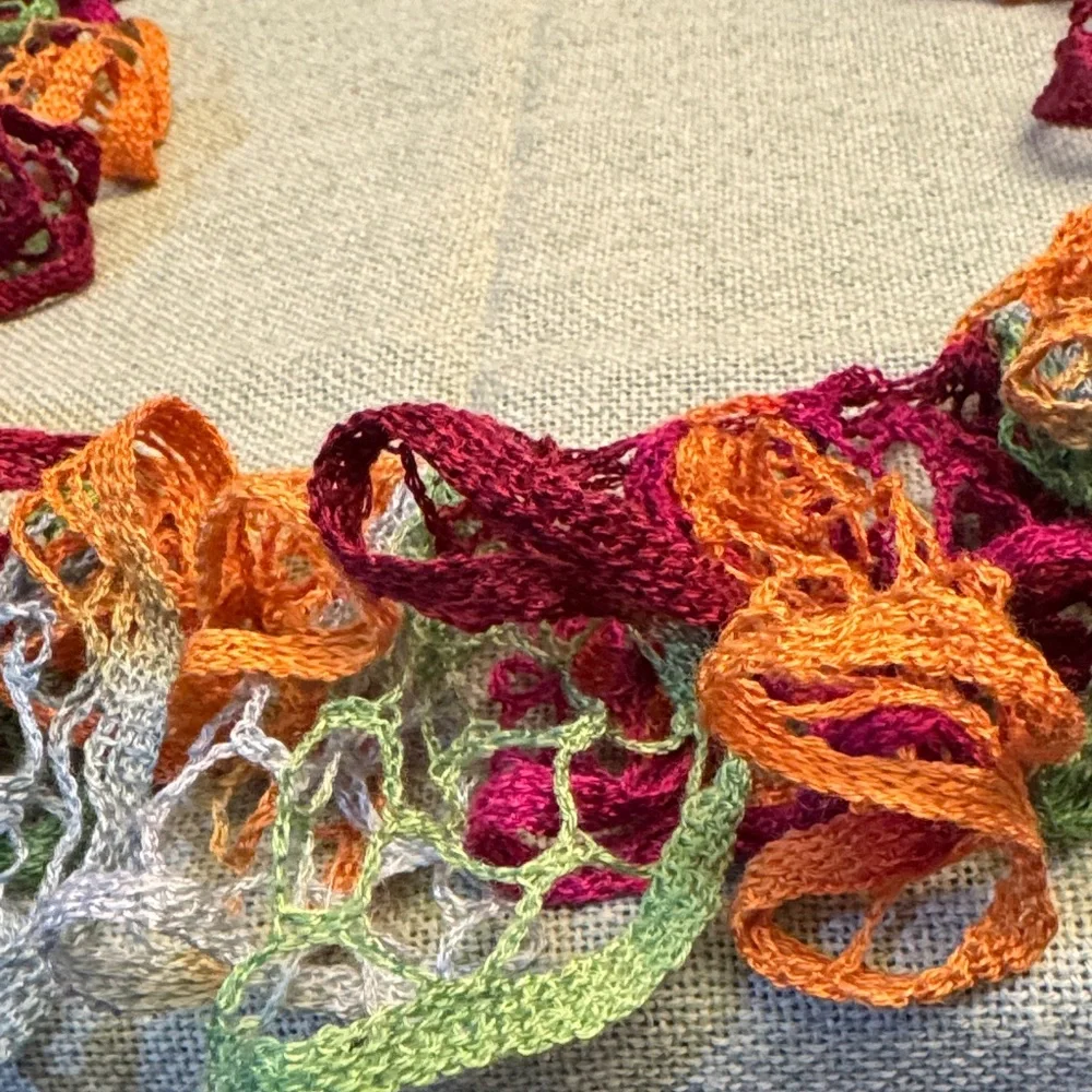 Multi-colored Crochet Ruffled Scarf - Picture 4 of 16